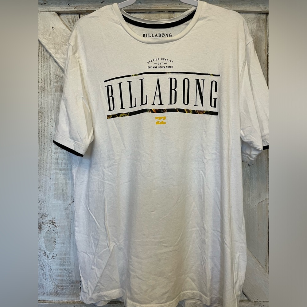 Billabong Official Men’s White & Black Classic Logo Graphic T-Shirt Size XL